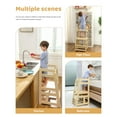 thumbnail image 5 of Lauon Step Stools for Kids, Adjustable Height Toddler Montessori Wooden Tower - Safe Anti-Drop Kitchen Stool Helper, Standing Tower for Bathroom & Counter, 5 of 10