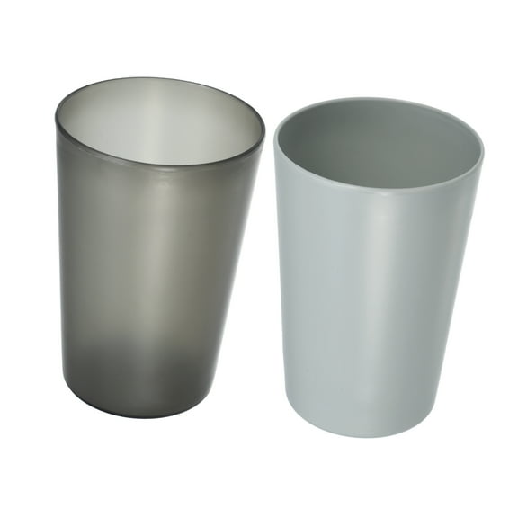 Unique Bargains 2Pcs Bathroom Toothbrush Tumblers PP Cup Color Gray Black 4.52"x3.03"