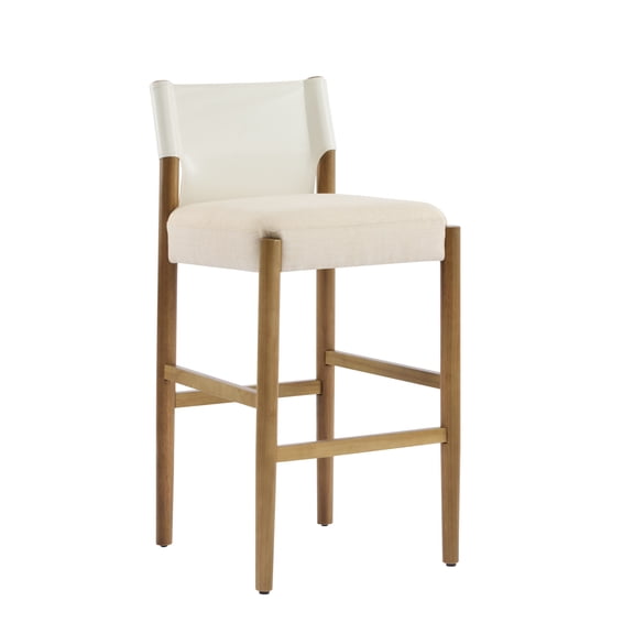 Christopher Knight Home Modern Bar Stools with Plush Cushions, Solid Wood Frame, White, Set of 2