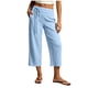 thumbnail image 2 of Neewe Pull On Capri Pants for Women Fashion Plain with Pockets Elastic Drawstring Waist Daily Outfits, 2 of 7