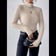 thumbnail image 4 of Camisetas de Larga con Cuello Alto para Mujer, de Otoño, con Forro Acanalado, Suaves y Térmicas. Albaricoque 4XL, 4 of 8