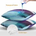 thumbnail image 4 of Purple Teal Ombre Throw Pillow Covers 20x20 Inch Set of 2, Abstract Modern Oil Painting Gradient Waterproof Outdoor Pillow Covers, Decorative Cushion Pillowcases for Couch, Sofa, Bed, Garden, Patio, 4 of 9