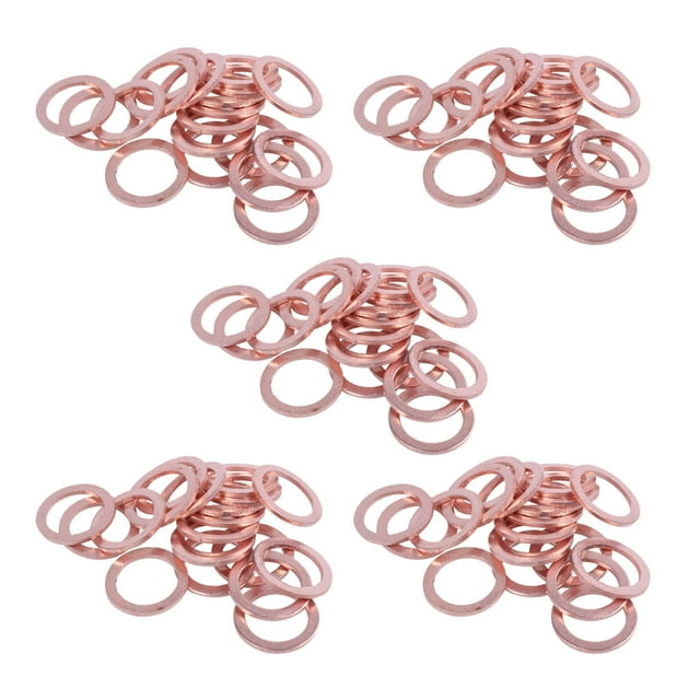 100 Pcs 10 mm x 14 mm x 1 mm Arandela de Cobre Sello Espaciador Sello