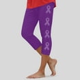thumbnail image 4 of newwalpole Capri Leggings for Women Floral Printed High Waist Capris Plus Size Casual Knee Length Slim Fit Yoga Cropped Pants Dark Purple for Size M, 4 of 5