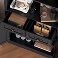 thumbnail image 4 of PUFFCAFE Bookcase with Doors & Drawers,Wood Book Shelf with Storage Cabinet,3 Tier Display Shelves,Metal Handles,Black Tall Book Case, 4 of 7