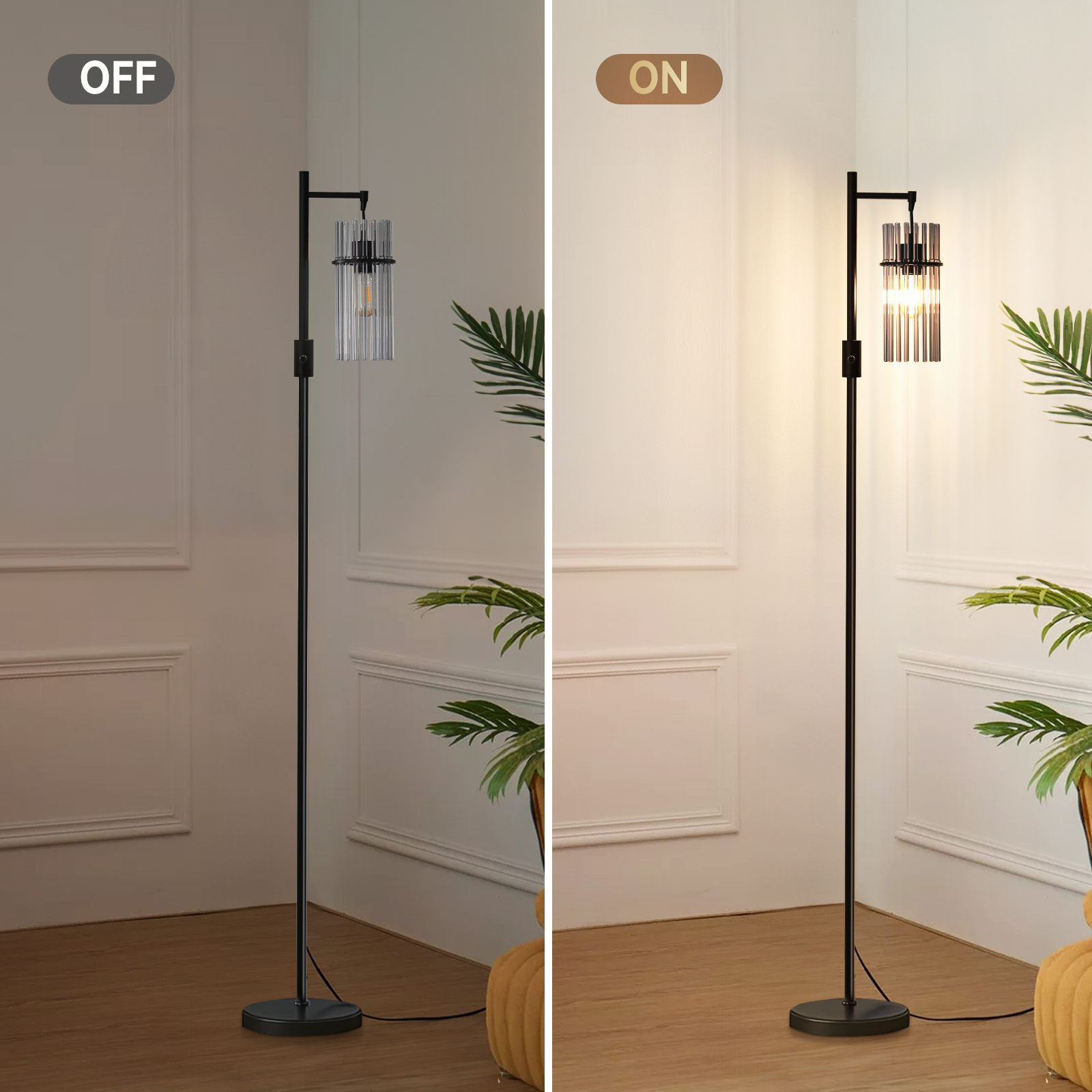 Muaket 66" Industrial Dimmable Floor Lamp with Glass Shade photo 3