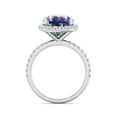 thumbnail image 3 of SuperJeweler 5 1/2 Carat Cushion Cut Mystic Topaz and Halo Diamond Ring In Sterling Silver For Women, 3 of 6