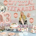 thumbnail image 4 of 13th Birthday Decorations for Girls Rose Gold, Official Teenager Balloons Banner, Happy Birthday Banner, Omg Ur A Teenager Sash, Number 13 Foil Balloon, 13th Birthday Party Supplies, 4 of 7