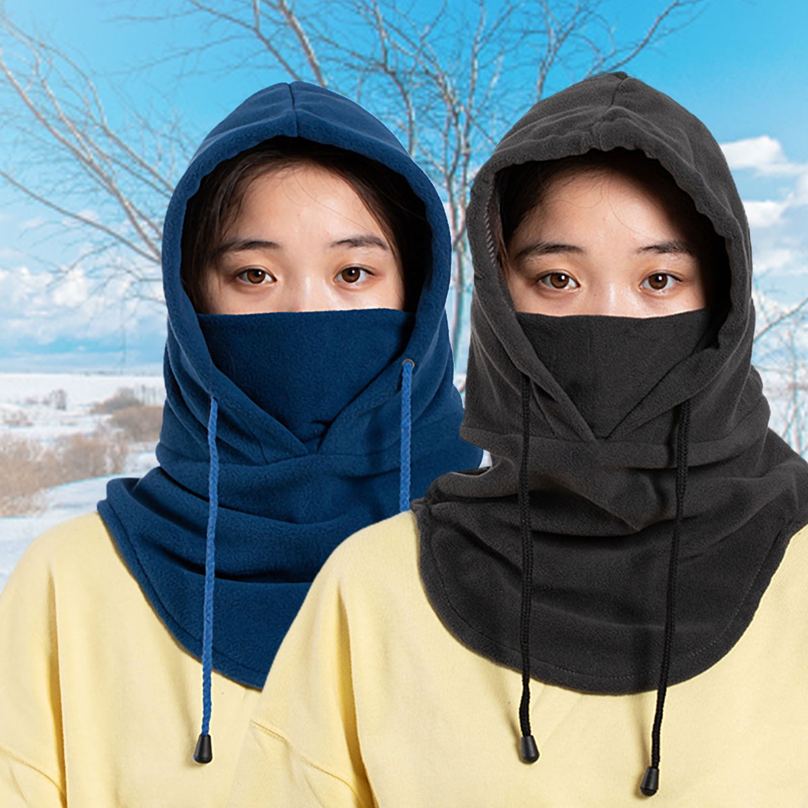 Unisex Autumn Winter Windproof Drawstring Warm Outdoor Hood