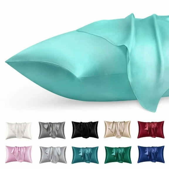 Silky Soft Forest Green Satin Pillowcase Set Of 2 For Queen Size 20X30