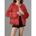 thumbnail image 4 of Diconna Women's Fall Faux Fur Jacket Solid Color Long Sleeve Open Front Plus Size Coat Streetwear, 4 of 9