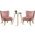 thumbnail image 1 of Costway Ensemble de 3 Pcs Fauteuils d'Appoint et Table d'Appoint 2 Pcs Canapé en Velours Table de Canapé Ronde, 1 of 10