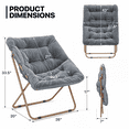 thumbnail image 2 of MoNiBloom 2 Pieces 27.5" Square Foldable Saucer Chair, Soft Faux Fur Oversized Folding Accent Chair Lounge Moon Chair with Metal Frame for Bedroom, Gray, 2 of 10