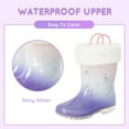 thumbnail image 3 of Kids Toddler Light up Rain Boots for Girls Winter Warm Glitter Boots with Removable Lining, Purple Gradient, Size 2, 3 of 6