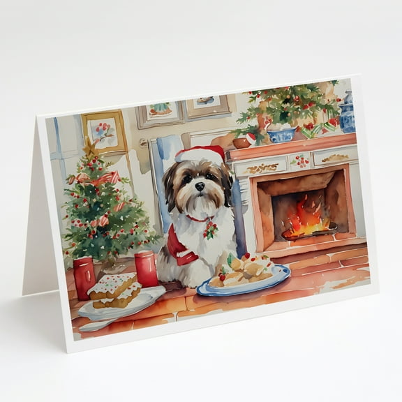 Lhasa Apso Christmas Cookies Greeting Cards Pack of 8 7 in x 5 in