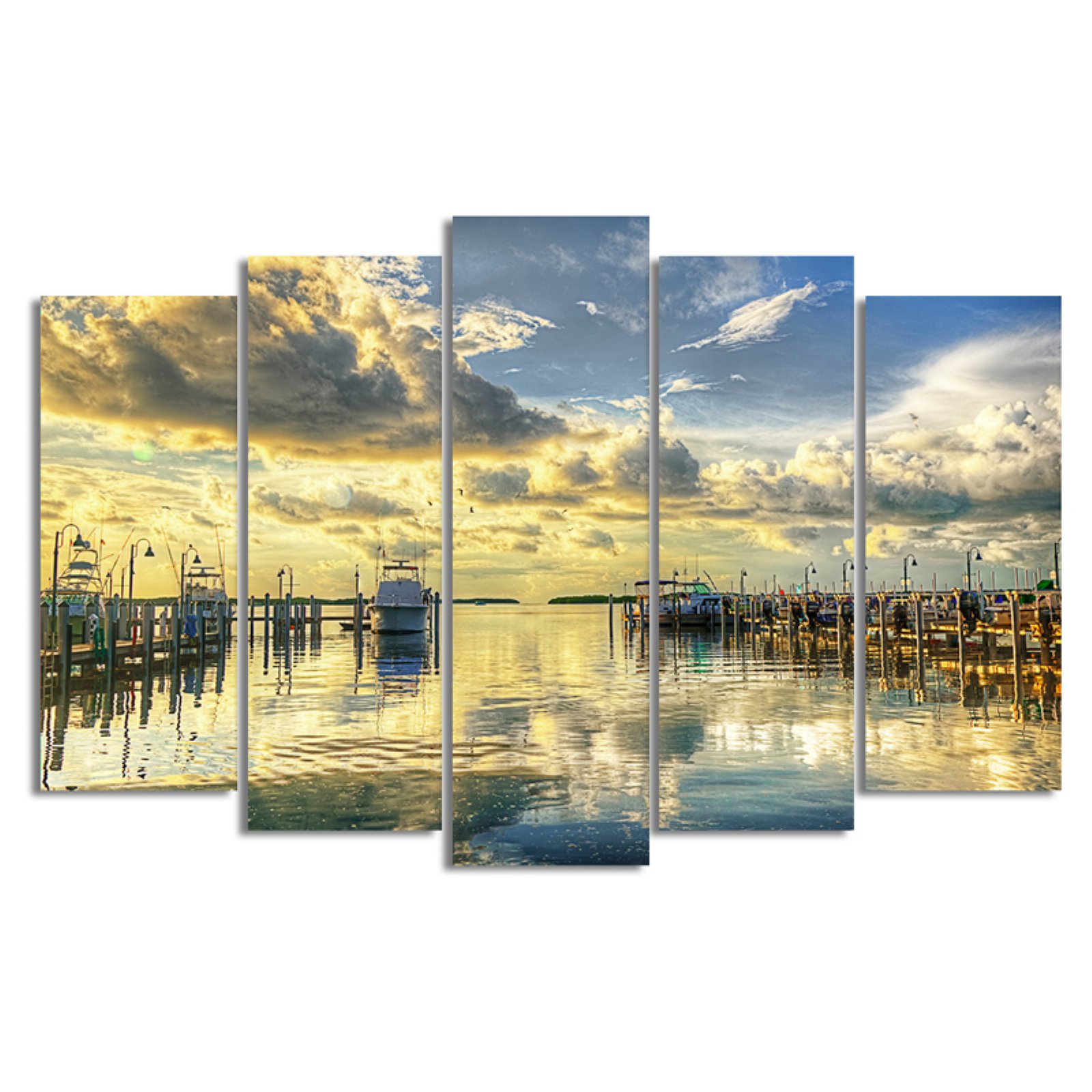 Ready2HangArt Boat Dock Canvas Wall Art 5 pc. Set