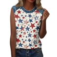 thumbnail image 4 of Tank Tops for Women Diagonal Stripe Star Round Neck Sleeveless Shirts Casual Loose Fit Trendy Patriotic Camisole Blouse Watermelon Red XL, 4 of 6