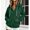 Green, variant on Women Solid‑Color Hooded Casual Jacket, Quarter‑Button Placket Long Integrated Mitten‑Style Sleeves Warm Outerwear for Winter Daily Lounging Street Casual Outfits Army Green XL