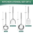 thumbnail image 6 of Walchoice Kitchen Utensils Set, 4 PCS Stainless Steel Cooking Tools, Metal Kitchen Tools Set with Ladle Skimmer Solid Turner Slotted Turner, Heat Resistant & Dishwasher Safe, 6 of 7