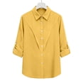thumbnail image 6 of Miluxas Womens Button Down Shirts Casual Long Sleeve Blouses Lapel Dress Shirt Textured Work Tops Yellow, 6 of 7
