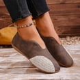 thumbnail image 3 of Rokment Womens Vintage Mary Jane Walking Shoes 2026 Spring Summer Suede Crochet Patchwork Wedge Low Heel Ballet Flat Casual Beach Slip on Loafers Khaki Size 8.5, 3 of 6