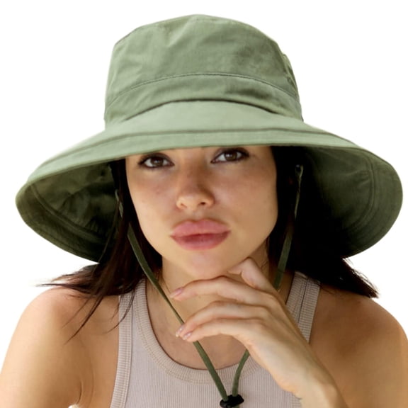 Sun Hats for Women Gardening Hat Wide Brim Ponytail Beach Sun Protection Breathable Cotton Summer Hat with Fold-Up Brim