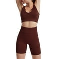 thumbnail image 3 of Coofit Workout Outfit Set 2-Piece Quick-drying Ribbed Crop Top Yoga Shorts for Women, 3 of 10