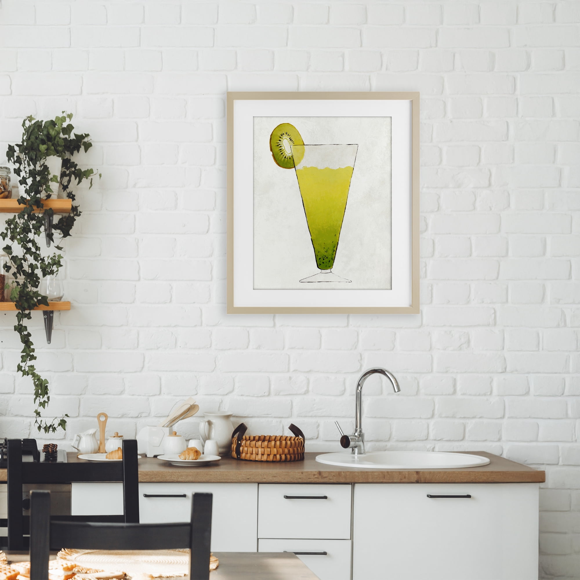 Stupell Industries Summer Cocktail Kiwi Slice Birch Framed Print Under Glass, design by Lorenzo Collective
