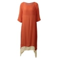 thumbnail image 2 of Vestido vintage para mujer, vestidos largos bohemios sueltos con dobladillo irregular dividido Eccomum Naranja L, 2 of 7