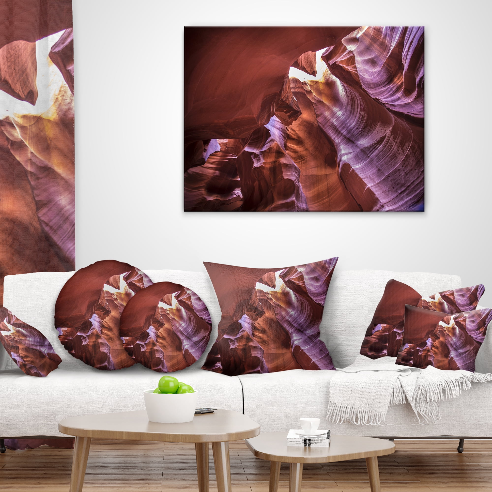 Designart Light in Antelope Canyon - Landscape Photo Throw Pillow - 12x20