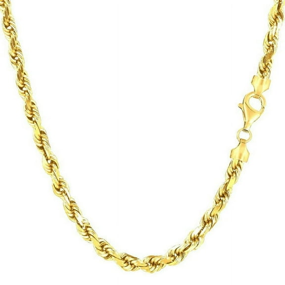 The Diamond Deal 10k REAL Yellow Gold 4.0mm Shiny Hollow Rope Chain Necklace for Pendants and Charms with Lobster-Claw Clasp (20" And yellow-gold)