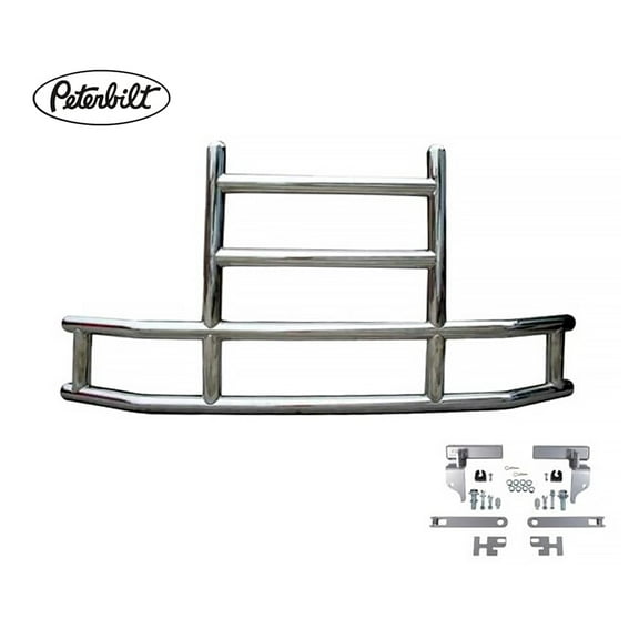 Medium Model Deer Grille Guard Compatible for Peterbuilt (2022) with Brackets - 84-2/5"x10"x42-3/5" Heavy Duty Polished Stainless Steel Grille Guard for Trucks