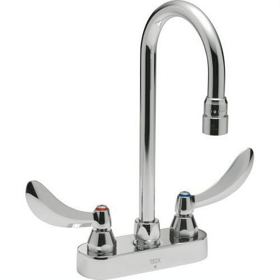 Delta 27C4834 Commercial Double Handle Ceramic Disc Lavatory Faucet with Gooseneck Spout and Vandal Resistant Blade Handles, Chrome