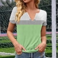 thumbnail image 4 of Camisetas de Cuello Redondo Botón de Impresión de la Moda de Manga Corta de las Mujeres, Poliéster Spandex, 4 of 5