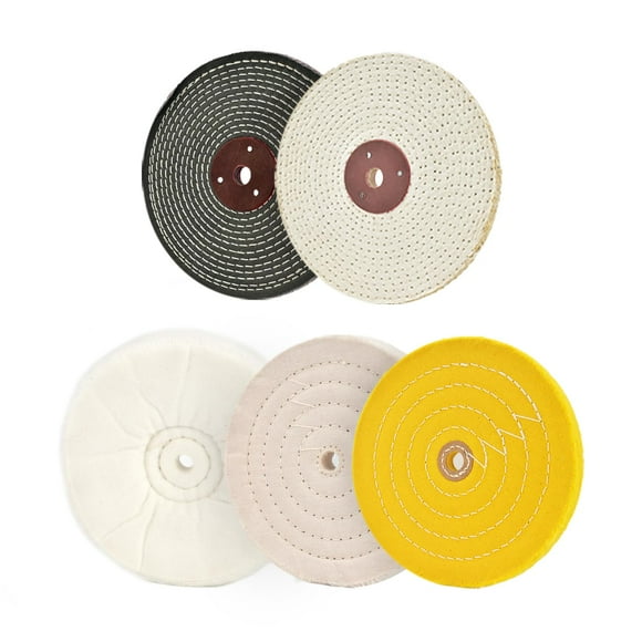 SCOTTCHEN 8 inch Buffing Polishing Wheel Soft(60 Ply) Fine?60 Ply? Medium?40 Ply? Coarse?3/5 in Thick? Rough?3/5 in Thick? Polish Pad for Bench Grinder with 5/8" Arbor Hole 5 Pcs