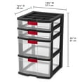 thumbnail image 2 of Sterilite 4 Drawer Heavy Duty Locking Tower, Clear Plastic Latch Drawers with Divided Lid, Black, 2 of 4