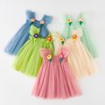 thumbnail image 2 of Nuevo vestido para niños, vestido tridimensional con mangas voladoras de flores, vestido de malla para niña con flores, vestido con tirantes para niña, 2 of 3