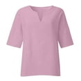 thumbnail image 4 of Linen Shirts Women Juebong Summer Linen Tunic Tops Plus Size Blouse Shirts Casual Loose Cotton Linen Cotton Linen Tshirt Tops 3/4 Roll Sleeve V Neck Tunic Tees Trendy Blouses, 4 of 4