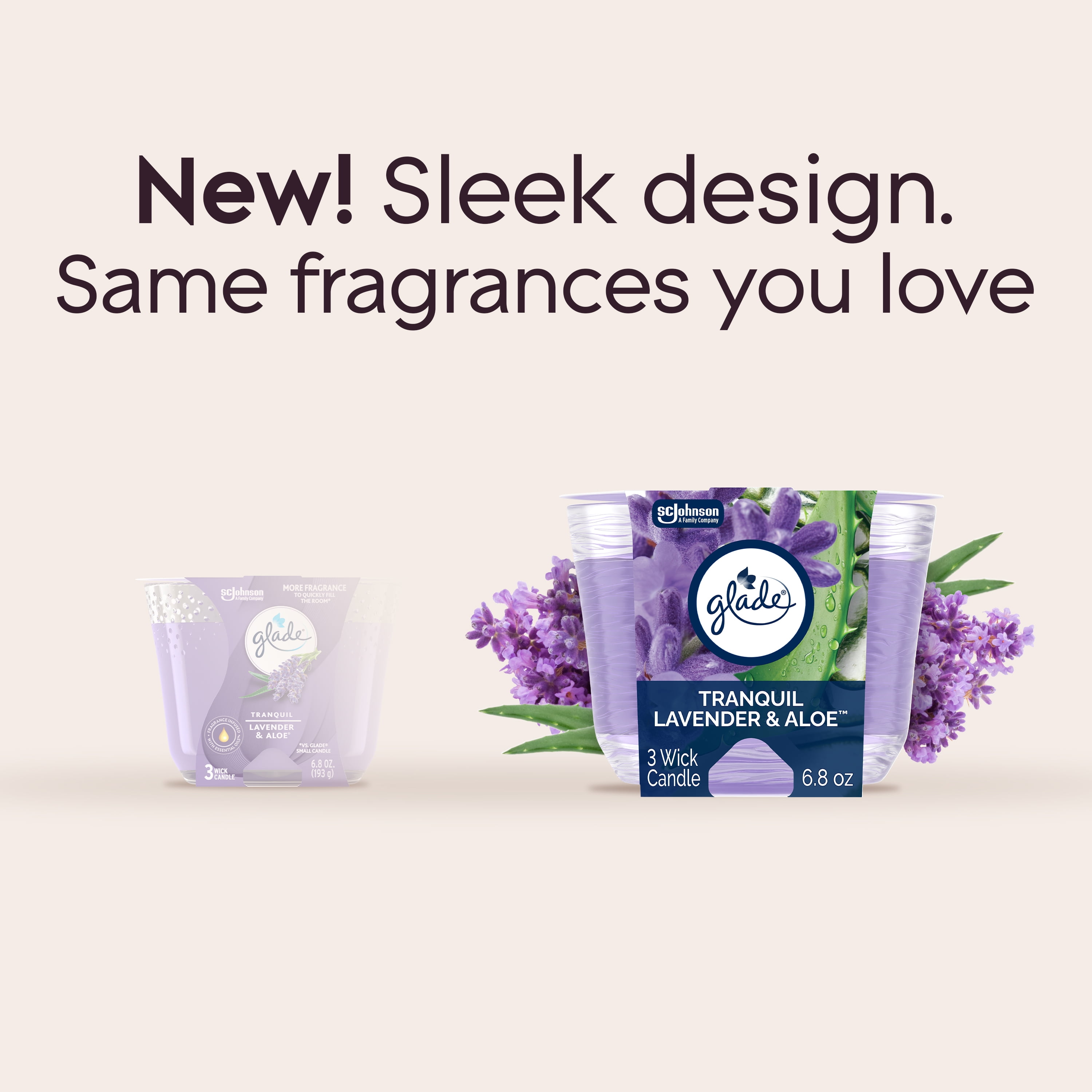 Glade 3-Wick Candles, Tranquil Lavender & Aloe, 6.8 oz, 3 Count