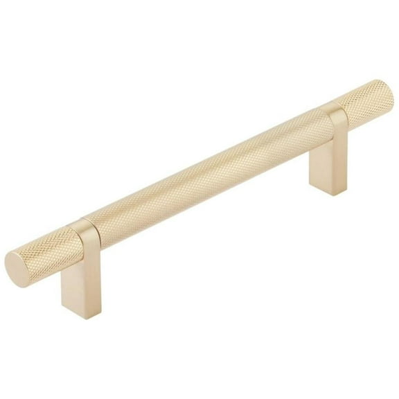 Emtek 84154.RCBUS4.KNUS4 5 in. Center to Center Rectangular Bar Stem Knurled Select Cabinet Bar Pull - Satin Brass