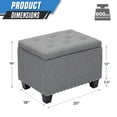 thumbnail image 2 of OSM 24 Inch Modern Storage Ottoman Bench, 40L Inner Space Linen Foot Stool for Bedroom, Upholstered Padded Rectangular Fabric Tufted Bench Footrest with Wood Legs with 600 Lbs Capacity, Gray, 2 of 7