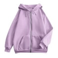 thumbnail image 5 of ELFINDEA Womens Coats Jackets for Women Casual Fashion Solid Color Long Sleeved Zippered Hooded Sweatshirt Womens Tops Light Purple 2X, 5 of 5