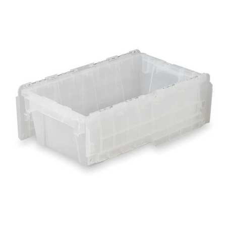 ORBIS FP03 Clear Lewis Bins Attached Lid Container, 0.3 cu. ft., Clear