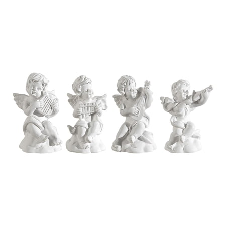 Esquirla 4 Pieces Angel Statue Figurine Cherub Figures Resin Music Sculptures Collectible Figure Decoration for Photo Background Office Closet Living Room Bedr