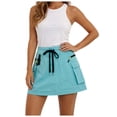 thumbnail image 3 of vigerkar Women's 18" Hiking Cargo Skort Athletic Skirt High Waist Quick Dry Golf Skort with Zipper Pockets, Dressy Casual Sporty Summer Outfits for Travel (BU1, M), 3 of 9