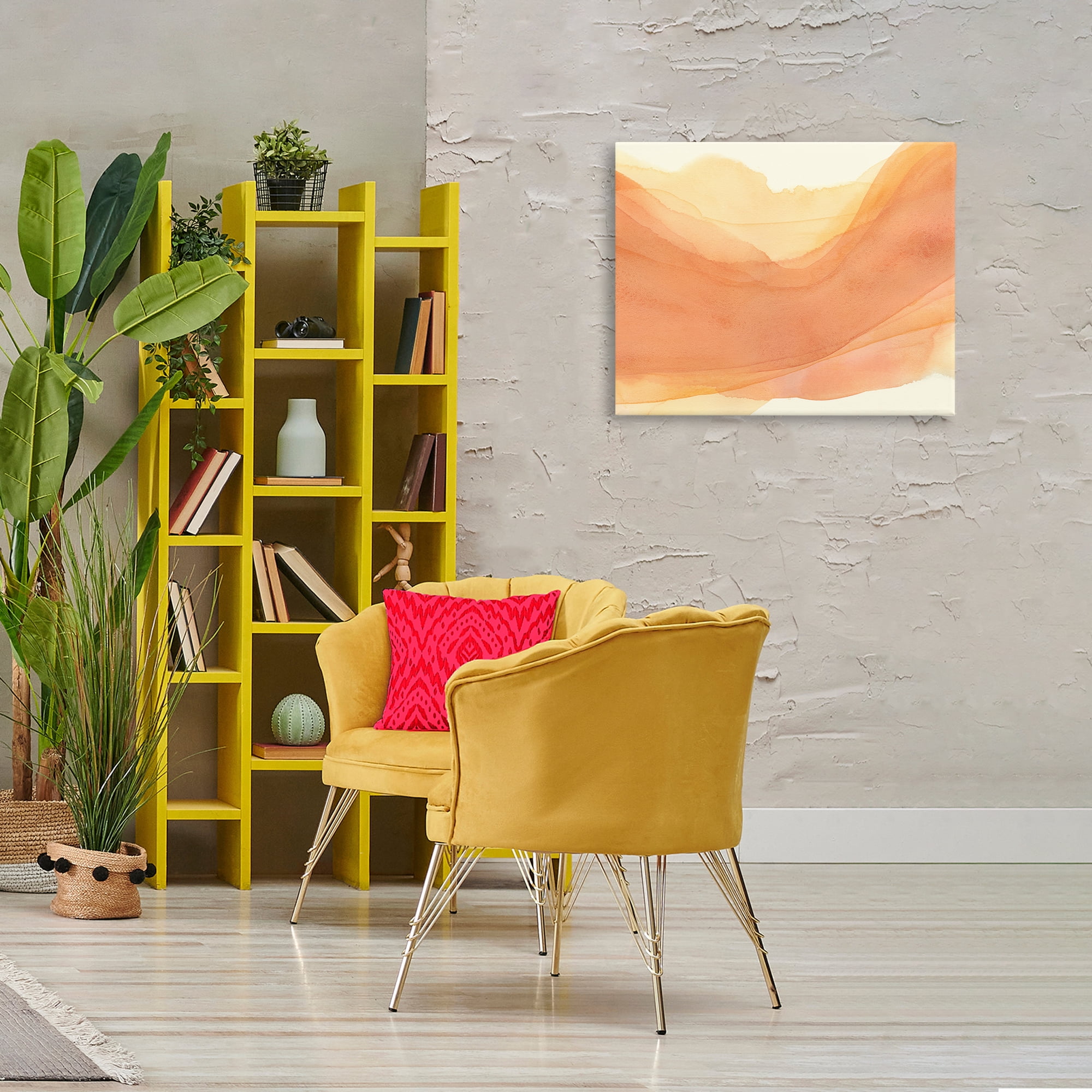 Stupell Industries Orange Splash Wave Abstract Painting Wrapped Canvas Art Print Wall Art, 30 x 24