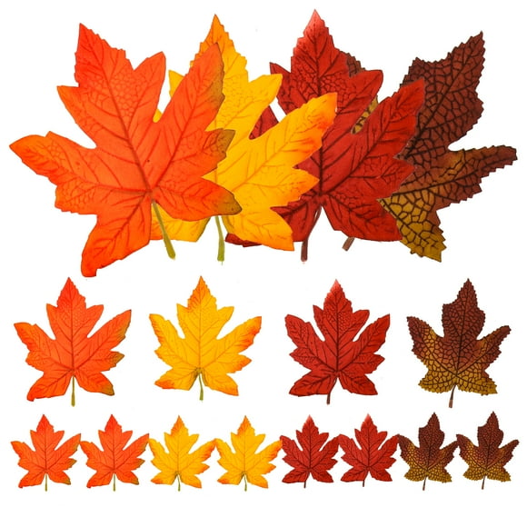 48pcs Thanksgiving Faux Fall Maple Leaves Artificial Fall Leaves Fake Leaves Autumn Fall Props
