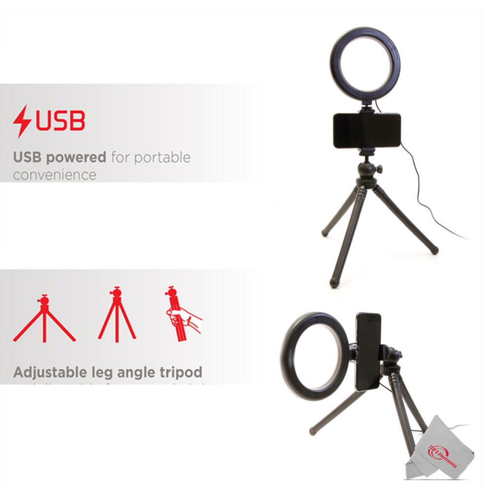 Vivitar Vlog Podcast 6 Inch LED Ring Light Dimmable Lamp for Smartphones/ Iphone