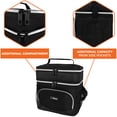 thumbnail image 4 of OPUX Insulated Dual Compartment Lunch Box Men Women | Leakproof Double Deck Lunch Bag Work Office |  Soft Cooler Tote Shoulder Strap Adult | Reusable Thermal Lunch Pail Kit 12 Cans, Black, 4 of 7
