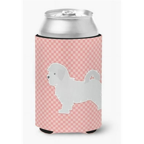 Maltese Checkerboard Pink Can or Bottle Hugger